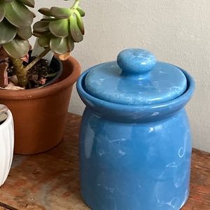 Bubble marble like Blue Ceramic Cute Modern Jar Canister with Lid